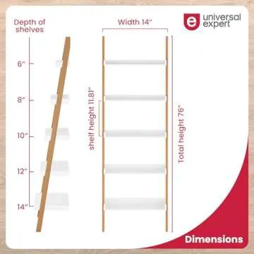 Stylish Universal Expert Remus Ladder Bookshelf - Space-Saving Oak & White