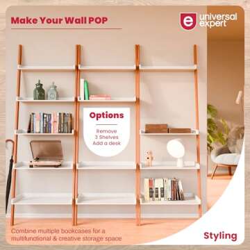 Universal Expert Remus Ladder Bookshelf Oak White