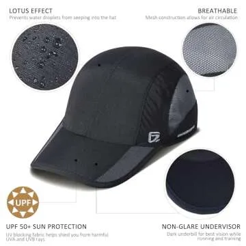 GADIEMKENSD Outdoor Running Hat Men's Cooling UPF50+ Womens Baseball Cap Sport Mesh Sun Hat Trucker Dad Hats Quick Dry Breathable Unstructured for Summer Camping Fishing Hiking Improved Black M