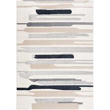 Abani Rugs Cream and Gray 8 ft. x 10 ft.(7'9"x10'2") Contemporary Neutral Paint line Area Rug. Superior Turkish Stain Resistant Area Rug