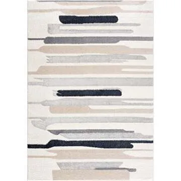 Abani Rugs Cream and Gray 8 ft. x 10 ft.(7'9"x10'2") Contemporary Neutral Paint line Area Rug. Superior Turkish Stain Resistant Area Rug