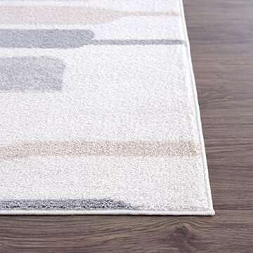 Abani Rugs Cream and Gray 8 ft. x 10 ft.(7'9"x10'2") Contemporary Neutral Paint line Area Rug. Superior Turkish Stain Resistant Area Rug