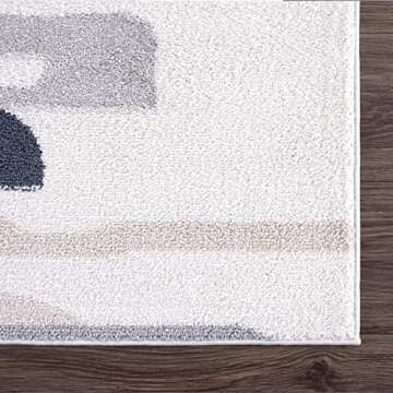 Abani Rugs Cream and Gray 8 ft. x 10 ft.(7'9"x10'2") Contemporary Neutral Paint line Area Rug. Superior Turkish Stain Resistant Area Rug