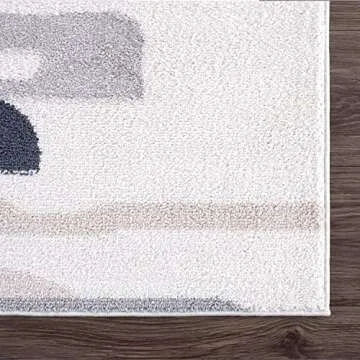 Abani Rugs Cream and Gray 8 ft. x 10 ft.(7'9"x10'2") Contemporary Neutral Paint line Area Rug. Superior Turkish Stain Resistant Area Rug