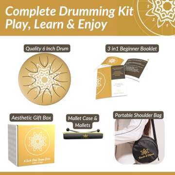 Steel Tongue Drum Calming Gifts - 6 Inch 8 Notes Steel Tongue Drums For Adults, Intuitive Scale For ...