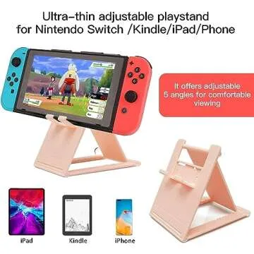 HLRAO Pink Travel Carrying Case Accessories Kit,Sakura Pink Carry Case Compatible with Nintendo Switch OLED.Pink Switch Hard Protective Cover,Adjustable Stand,Screen Protector & Thumb Grips 10 in 1.