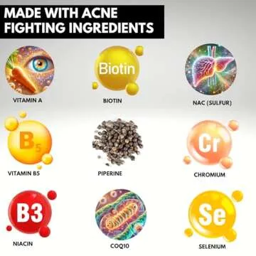 Acnetame Acne Pills- Vitamin Supplements for Acne Treatment- Natural Clear Skin from Hormonal Cystic Pimples- Oily Skin Vitamins Pill for Women, Teen, Men, & Adults 60 Tablets