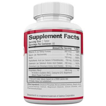 Acnetame Acne Pills- Vitamin Supplements for Acne Treatment- Natural Clear Skin from Hormonal Cystic Pimples- Oily Skin Vitamins Pill for Women, Teen, Men, & Adults 60 Tablets