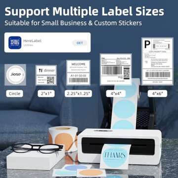 Jiose Bluetooth Shipping Thermal Label Printer - 4x6 Label Printer for Small Business - Desktop Post...