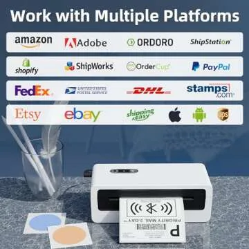 Jiose Bluetooth Shipping Thermal Label Printer - 4x6 Label Printer for Small Business - Desktop Postage Package Label Printer Compatible with MacOS Windows