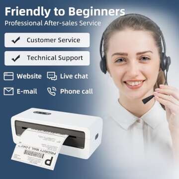 Jiose Bluetooth Shipping Thermal Label Printer - 4x6 Label Printer for Small Business - Desktop Postage Package Label Printer Compatible with MacOS Windows