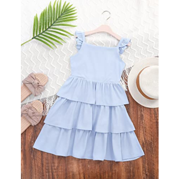 LIONJIE Summer Dress for Girls with Ruffles and Tie Back