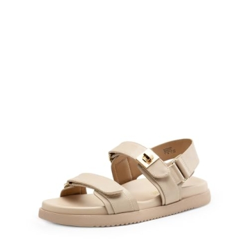 DREAM PAIRS Women's Comfortable Open Toe Flat Sandals, Versatile Fashion Summer Sandals, Size 7, Nud...