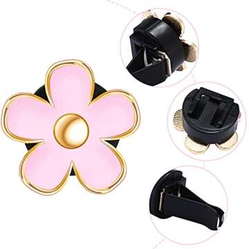 Frienda 6 Pcs Daisy Flower Air Vent Clip Daisy Flower Car Air Vent Clips Air Freshener Outlet Clip Car Air Conditioning Clip Charm Decor(3 cm, 3.3 cm,Pink)