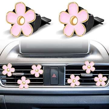 Frienda 6 Pcs Daisy Flower Air Vent Clip Daisy Flower Car Air Vent Clips Air Freshener Outlet Clip Car Air Conditioning Clip Charm Decor(3 cm, 3.3 cm,Pink)