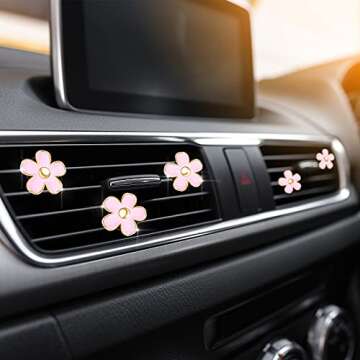 Frienda 6 Pcs Daisy Flower Air Vent Clip Daisy Flower Car Air Vent Clips Air Freshener Outlet Clip Car Air Conditioning Clip Charm Decor(3 cm, 3.3 cm,Pink)