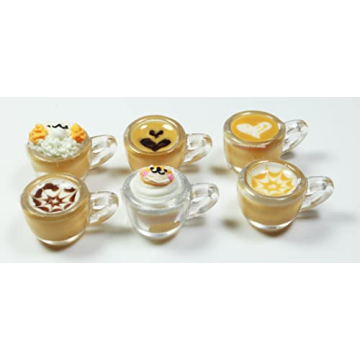6 Mix Coffee Latte Art Dollhouse Miniature Set Perfect for Collectors
