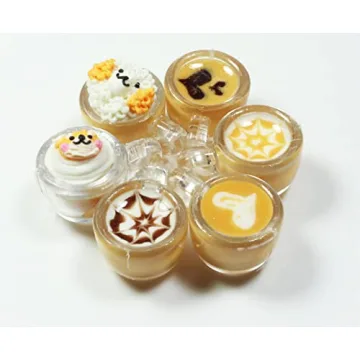 6 Mix Coffee Latte Art Dollhouse Miniature Set Perfect for Collectors
