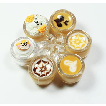 6 Mix Coffee Latte Art Dollhouse Miniature Set Perfect for Collectors