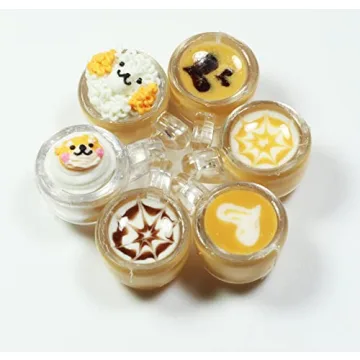 6 Mix Coffee Latte Art Dollhouse Miniature Set Perfect for Collectors