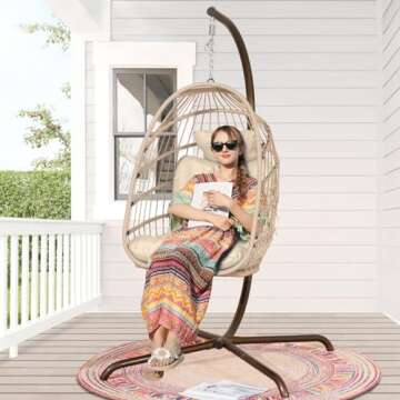 NICESOUL Cozy Hanging Egg Chair with Stand - Stylish Indoor Outdoor Swing Chair