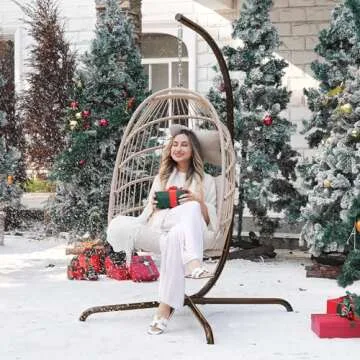 NICESOUL Cozy Egg Chair with Stand for Indoor Outdoor