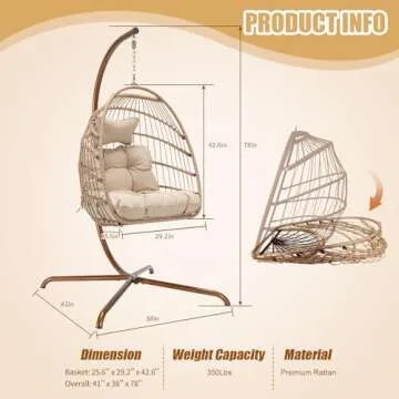 NICESOUL Cozy Egg Chair with Stand for Indoor Outdoor