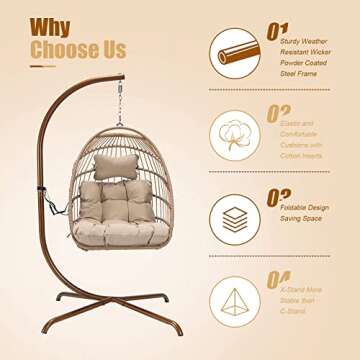 NICESOUL Cozy Egg Chair with Stand for Indoor Outdoor