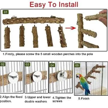 Bolagar Wooden Bird Ladder Perch for Small Animals