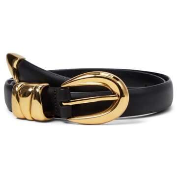 Madewell Chunky Metal Leather Belt True Black SM