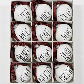 Shatterproof Christmas Ornaments Set - 12 Rustic White Balls