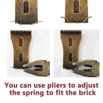 laffeya Brick Hook Clips - Metal Bricks Hook Clip for Hanging Outdoors Wall Pictures, Fits Brick 2 1/5 to 2 3/8 Inch (4Pack)