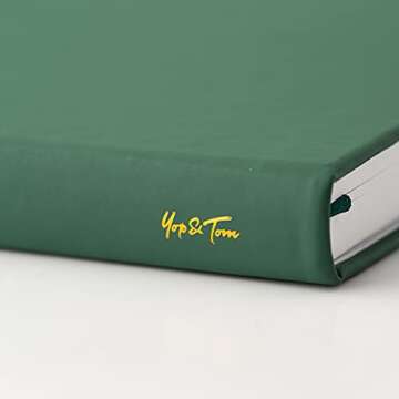 Yop & Tom A5 Lined Journal - Notebook with Vegan Leather Cover and Moon & Stars Emblem - Forest Green