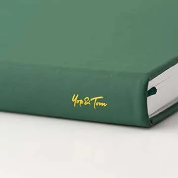 Yop & Tom A5 Lined Journal - Notebook with Vegan Leather Cover and Moon & Stars Emblem - Forest Green