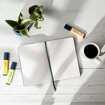 Yop & Tom A5 Lined Journal - Notebook with Vegan Leather Cover and Moon & Stars Emblem - Forest Green