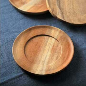 Ceramic Mug with Wood Saucer Perfect for Coffee & Tea