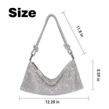 oexe Rhinestone Purse Sparkly Evening Bag for Women