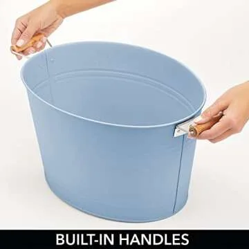 mDesign Oval Storage Tub for Stylish Bathroom Organization