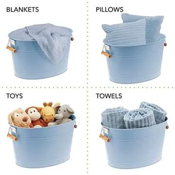 mDesign Oval Storage Tub for Stylish Bathroom Organization