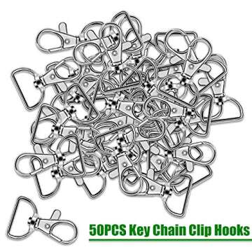 50PCS Swivel Clasps Lanyard Snap Hooks, Premium Key Chain Clip Hook Lobster Claw Clasp for Keychain ...