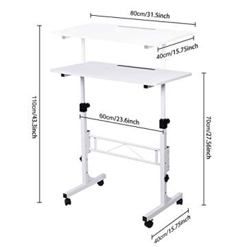 Adjustable Standing Desk with Wheels - Ergonomic Mobile Office Solution