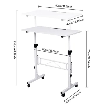 Adjustable Standing Desk with Wheels - Ergonomic Mobile Office Solution