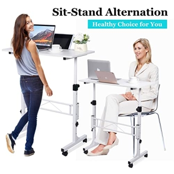 Adjustable Standing Desk with Wheels - Ergonomic Mobile Office Solution