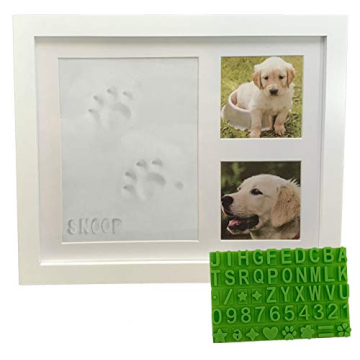Ultimate Dog or Cat Paw Print Keepsake Kit & Picture Frame - Premium Wooden Photo Frame, Clay Mold f...