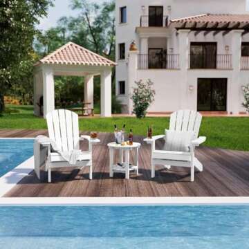 YEFU Plastic Adirondack Chairs Weather Resistant, Patio Chairs 5 Steps Easy Installation, Like Real ...
