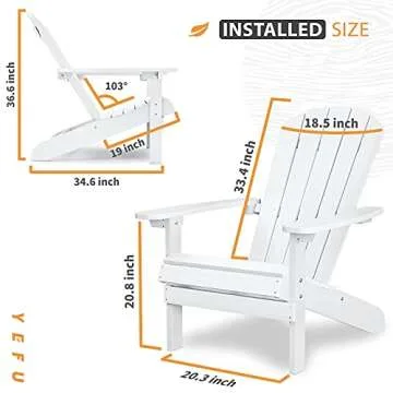 YEFU Weather Resistant Adirondack Chairs for Outdoors