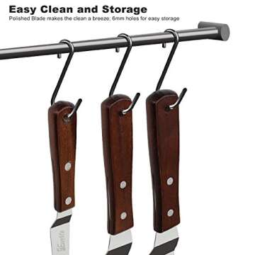 1Easylife Offset Cake Icing Spatula Set with Wooden Handle, 7.5" - 10.8" - 12.8" Angled Cake Frosting Spatula, Professional Stainless Steel Cake Decorating Spatulas