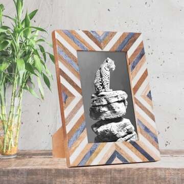 Artwork Craft Handmade Picture Photo Frame Chevron Herringbone Art Inspired Vintage Table-Top/Wall D...