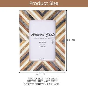 Artwork Craft Handmade Picture Photo Frame Chevron Herringbone Art Inspired Vintage Table-Top/Wall Décor Frames (4x6 Inches, Gray,White,Wood)