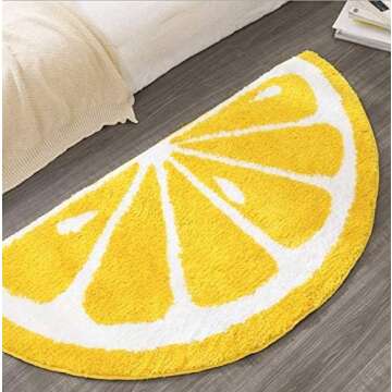 Playtime Cozy Lemon Cute Fruits Half Round Shaped Bedroom Bathroom Doorway Kitchen Floor Rug Carpet ...